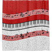 ピアノと音楽スコア赤いピアノシャワーカーテン シャワーカーテン (正面)