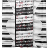 ピアノと音楽スコア2ピアノ シャワーカーテン (正面)