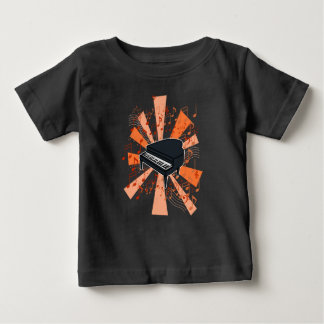 ピアノと音楽 ベビーTシャツ