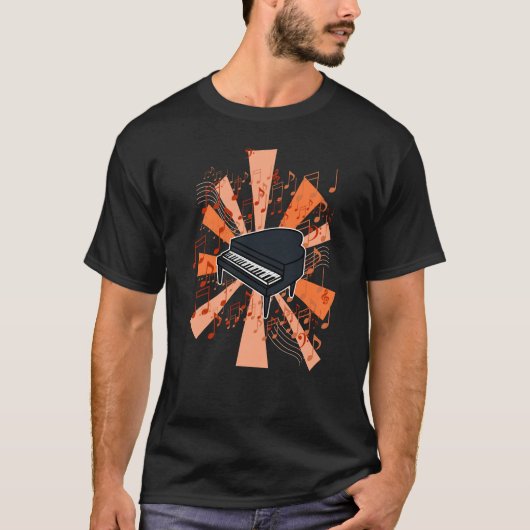 ピアノと音楽 Tシャツ (正面)