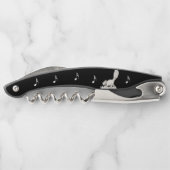 ピアノに立つ白猫鍵音符ブラック ソムリエナイフ (裏面)