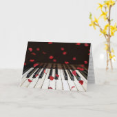 ピアノに降り注ぐウェディングローズの花びら カード (黄色い花)