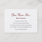 ピアノのため、声、音楽の先生、ピアニスト、歌手 名刺 (裏面)