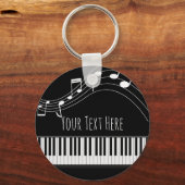 ピアノのキーボードと音楽ノート キーホルダー (正面)