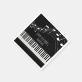 ピアノのキーボードと音楽ノート スタンダードカクテルナプキン (角)