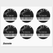 ピアノのキーボードと音楽ノート ラウンドシール (シート)