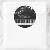 ピアノのキーボードと音楽ノート ラウンドシール (バッグ)