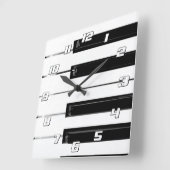 ピアノのキーボード鍵(数字あり) スクエア壁時計 (傾斜)