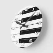 ピアノのキーボード鍵（数字あり） ラウンド壁時計 (傾斜)