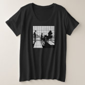 ピアノのシルエット アールデコ調 | モノクロ プラスサイズTシャツ (デザイン正面)