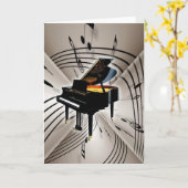 ピアノのノートとスタッフ カード (黄色い花)