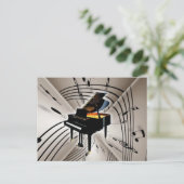 ピアノのノートとスタッフ ポストカード (スタンド正面)