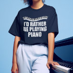 ピアノのピアニスト遊になりたいおもしろい Tシャツ<br><div class="desc">私はピアノ遊を好む。言葉カッコいいの上に波の中で可愛いピアノ鍵を特集した伴奏者のためのピアニストかわいらしギフトおもしろい。</div>