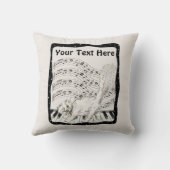 ピアノのホワイトキャットのウィンキングピアノ音符バーフレーム クッション (裏面)
