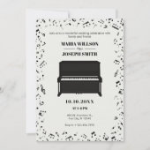 ピアノのメロディ音楽のノート結婚ズ 招待状 (正面)