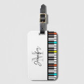 ピアノのモノグラムパーソナライズされた名 ラゲッジタグ (正面縦)