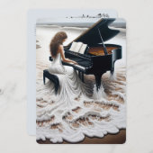 ピアノのリサイタルのための海の女性ピアニスト 招待状 (正面/裏面)
