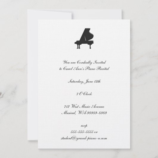 ピアノのリサイタル 招待状 (正面)