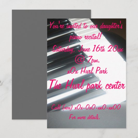 ピアノのリサイタル 招待状 (正面/裏面)