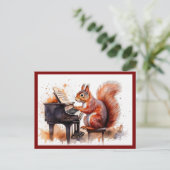 ピアノのリスかわいい動物 ポストカード (スタンド正面)