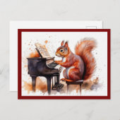 ピアノのリスかわいい動物 ポストカード (正面/裏面)