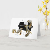 ピアノのリス カード (黄色い花)