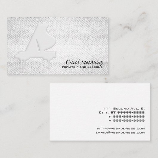 ピアノのレッスンの粗かった一見 名刺 (正面/裏面)