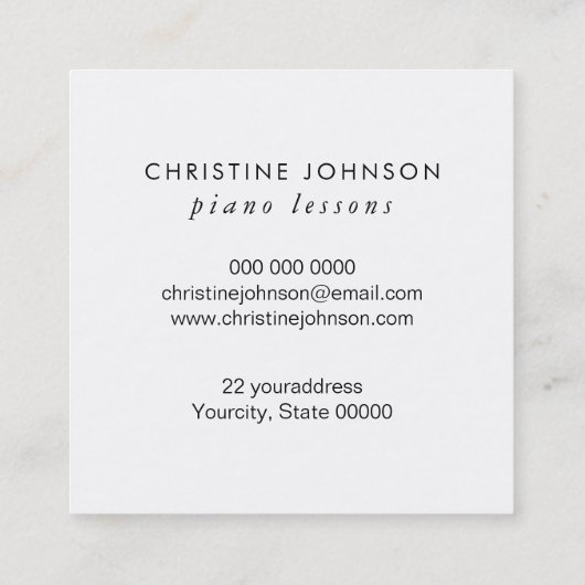 ピアノのレッスン スクエア名刺 (裏面)