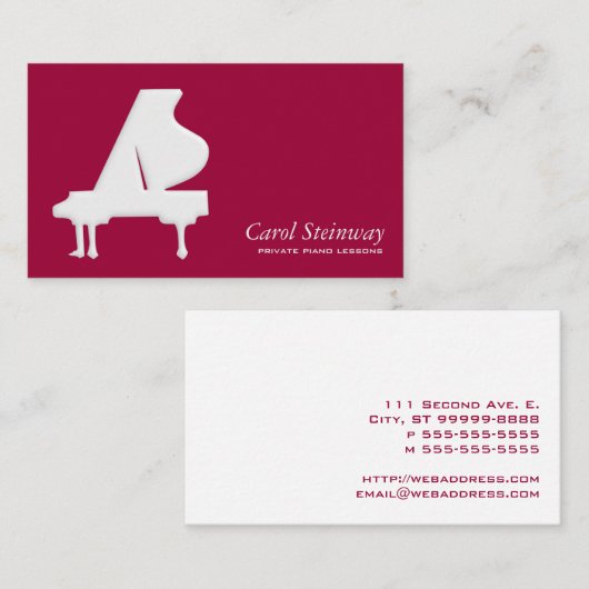 ピアノのレッスン 名刺 (正面/裏面)
