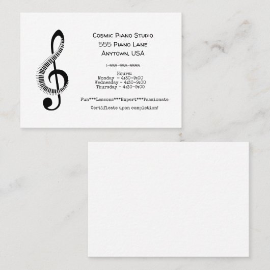 ピアノのレッスン 名刺 (正面/裏面)