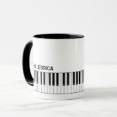ピアノの先生へのプレゼント ピアノ鍵盤 コーヒー マグカップ (正面左)