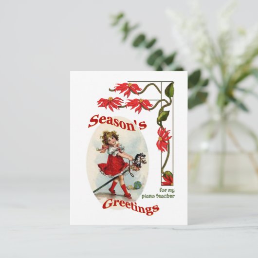 ピアノの先生 ヴィンテージガール 季節のご挨 シーズンポストカード (スタンド正面)