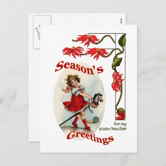 ピアノの先生 ヴィンテージガール 季節のご挨 シーズンポストカード (正面/裏面)