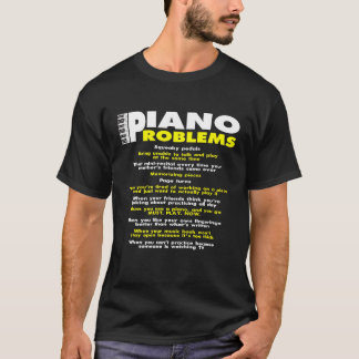 ピアノの問題文字おもしろいキーボードピアニスト黄色 Tシャツ