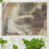 ピアノの女の子ルノアール印象派絵画の キッチンタオル (折り畳み)