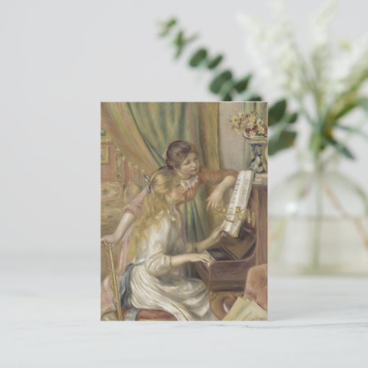 ピアノの女の子ルノアール印象派絵画の ポストカード (スタンド正面)