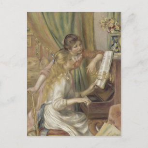 ピアノの女の子ルノアール印象派絵画の ポストカード