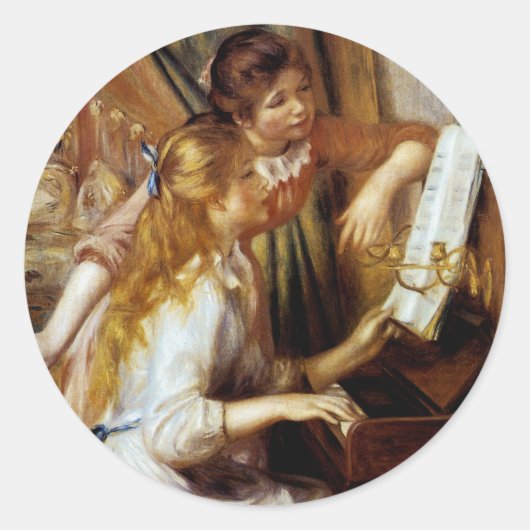 ピアノの女の子 ラウンドシール (正面)