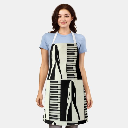 ピアノの女性 エプロン (着用した状態)