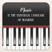 ピアノの引用文キーボード スクエアペーパーコースター (正面)