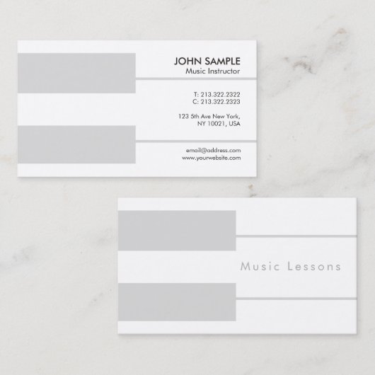 ピアノの教師の音楽のレッスンの指示の贅沢 名刺 (正面/裏面)
