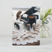 ピアノの演奏会のための海の中の女性ピアニスト 招待状 (スタンド正面)
