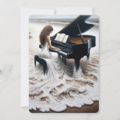 ピアノの演奏会のための海の中の女性ピアニスト 招待状 (正面)