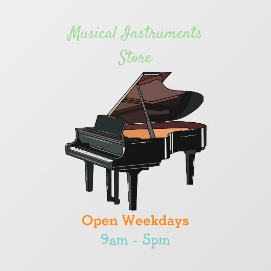 ピアノの漫画イラストレーション ウィンドウサイン (シート)