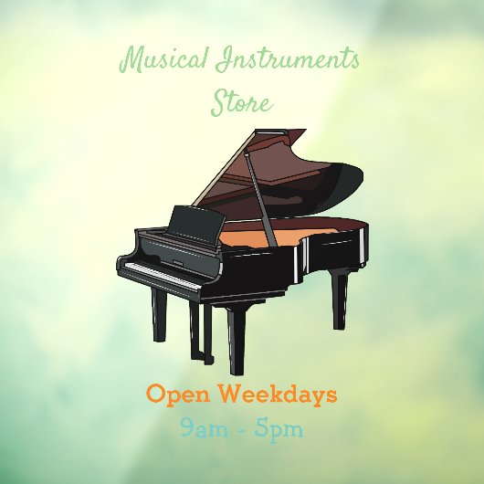 ピアノの漫画イラストレーション ウィンドウサイン (シート3)