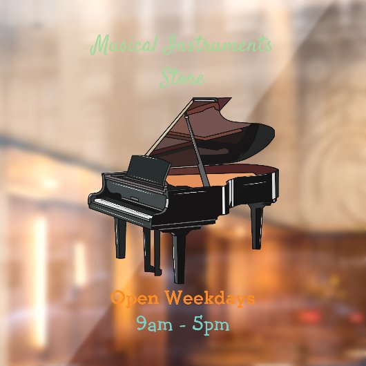 ピアノの漫画イラストレーション ウィンドウサイン (シート2)