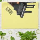 ピアノの漫画イラストレーション キッチンタオル (折り畳み)