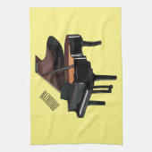 ピアノの漫画イラストレーション キッチンタオル (縦)