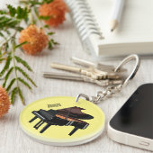 ピアノの漫画イラストレーション キーホルダー (正面右)