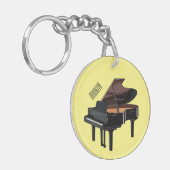 ピアノの漫画イラストレーション キーホルダー (正面左)